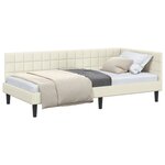 vidaXL Cadre de lit d'angle Crème 100 cm x 200 cm tissu