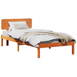 vidaXL Cadre de lit avec tête de lit Brun cire 80 x 200 cm Pin massif