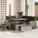 Ensemble de canapés de jardin vidaXL 8 pièces avec coussins gris en rattan synthétique Acacia