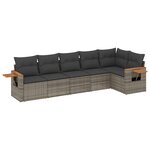 vidaXL Salon de jardin 6 Pièces avec coussins gris résine tressée