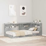vidaXL Lit Bibliothèque Gris béton 75 x 190 cm Bois d'ingénierie