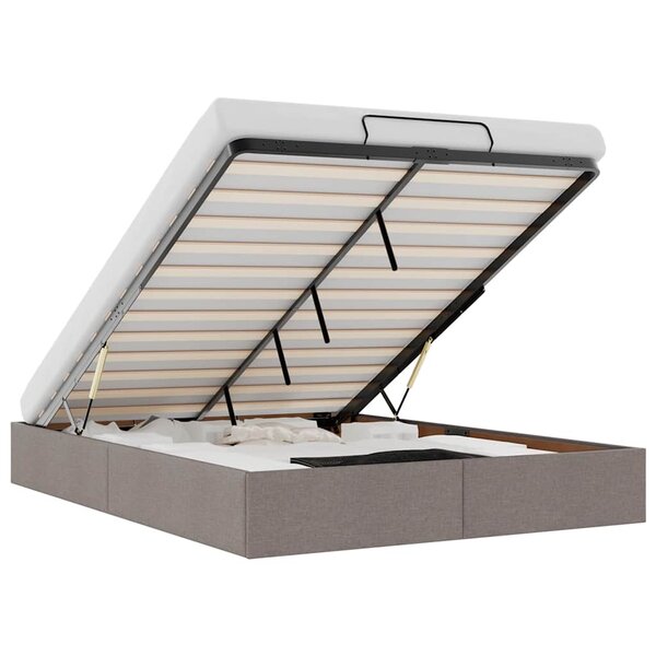 vidaXL Cadre de lit ottoman sans matelas taupe 140x200 cm tissu