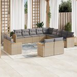 vidaXL Salon de jardin avec coussins 13 Pièces beige résine tressée