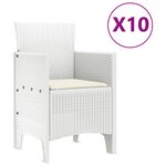 Ensemble de salle à manger de jardin vidaXL de 11 pièces avec coussins en poly rattan blanc