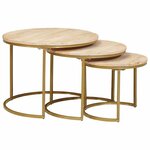 vidaXL Tables basses gigognes 3 Pièces Bois de mangue massif et acier