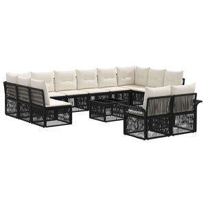 vidaXL Ensemble de canapé de jardin 13 Pièces Noir polyrotin