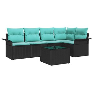 vidaXL Ensemble de canapé de jardin avec stockage 6 Pièces Noir polyrotin