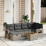 vidaXL Salon de jardin avec coussins 7 Pièces gris résine tressée