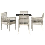 vidaXL Ensemble repas jardin 5 pièces gris clair poly rotin