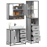 vidaXL Ensemble de meubles de salle de bain 3 Pièces Sonoma gris