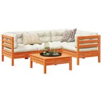 vidaXL Salon de jardin 5 Pièces avec coussins cire marron bois pin massif