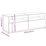 vidaXL Meubles TV avec lumières LED 2 Pièces Noir 60x35x40 cm