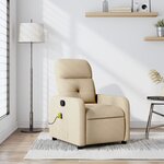 vidaXL Fauteuil inclinable de massage crème tissu