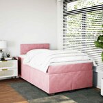 vidaXL Sommier à lattes de lit avec matelas rose 120x190 cm velours