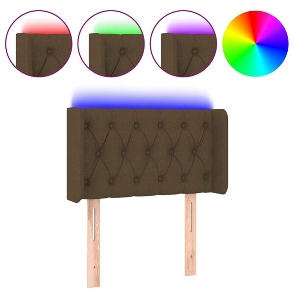 vidaXL Tête de lit à LED Marron foncé 83x16x78/88 cm Tissu