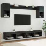 vidaXL Unités murales TV avec LED 6 Pièces Chêne noir Bois d'ingénierie