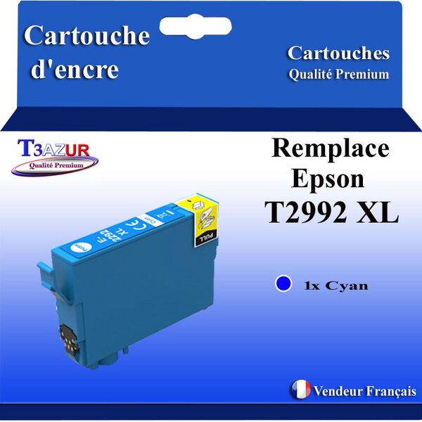 T3AZUR- Cartouche Compatible avec Epson 29XL 29 XL remplace Epson Expression Home XP-432 XP-435 XP-442 XP-445 XP-452 XP-455 Cyan
