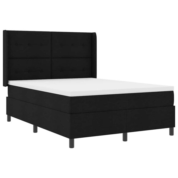 vidaXL Lit à ressort LED avec matelas Noir 160 x 200 cm tissu