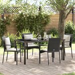 vidaXL Ensemble de salle à manger de jardin de 5 pièces avec coussins en poly rotin noir