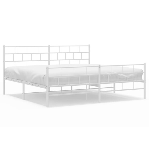 vidaXL Cadre de lit métal sans matelas et pied de lit blanc 200x200 cm