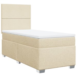 vidaXL Sommier à lattes de lit avec matelas Crème 90x200 cm Tissu