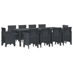 vidaXL Ensemble de Salle à Manger de Jardin de 11 Pièces avec Coussins Anthracite Rattan Synthétique