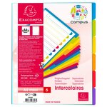 Intercalaire a4+ polypropylène coloré opaque exacompta 6 onglets neutres réinscriptibles multicolores - 1 jeu