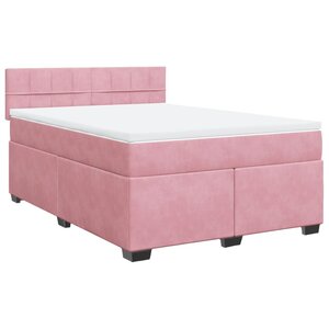 vidaXL Sommier à lattes de lit et matelas rose foncé 140x200cm velours