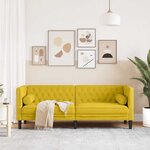vidaXL Canapé Chesterfield avec traversins 3 places jaune velours