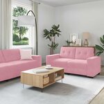 vidaXL Canapé 3 Pièces Rose Tissu en lin mélangé