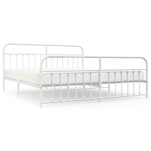 vidaXL Cadre de lit métal avec tête de lit/pied de lit blanc 193x203cm