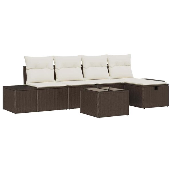 vidaXL Ensemble de canapé de jardin 6 Pièces Marron 55 x 62 x 69 cm