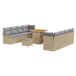 vidaXL Ensemble de sofa de jardin 11 pièces avec coussins en rotin poly beige acacia