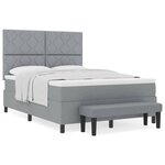 vidaXL Lit à ressorts avec matelas Gris clair 140 x 200 cm tissu