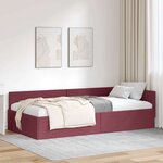 vidaXL Cadre de lit d'angle Bordeaux 90 cm x 190 cm tissu