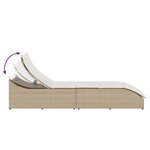 VidaXL Chaise longue pliante coussin et rangement beige résine tressée