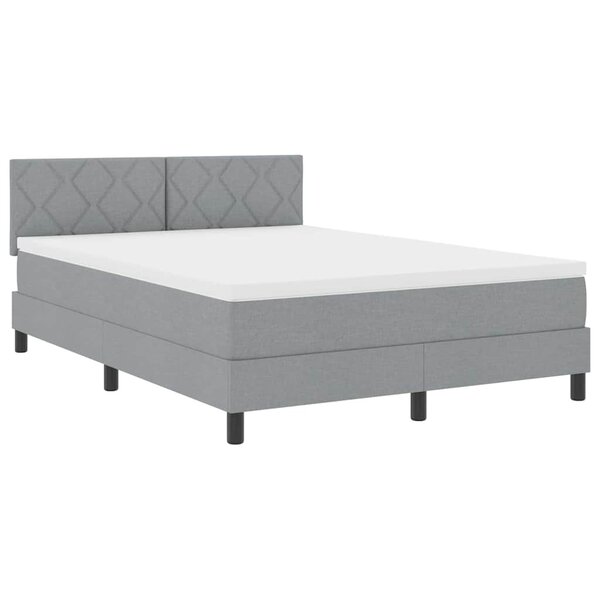 vidaXL Lit box spring avec matelas gris clair 140x200 cm en tissu