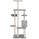 vidaXL Arbre à chat avec griffoirs en sisal Gris clair 142 cm