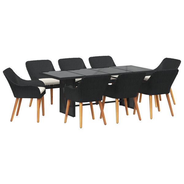 vidaXL Ensemble de salle à manger de jardin 9 pièces en poly rotin noir