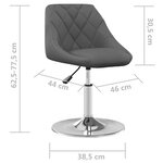 vidaXL Chaises pivotantes à manger lot de 2 Gris foncé Velours