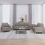 vidaXL Ensemble de canapés 3 Pièces avec coussins taupe tissu