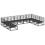 Ensemble de canapé de jardin avec coussin 9 Pièces Noir Aluminium
