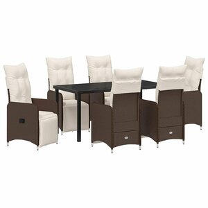 vidaXL Ensemble de salle à manger pour jardin 7 Pièces Marron polyrotin