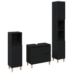 vidaXL Ensemble de mobilier de salle de bain avec tiroir 3 Pièces Noir