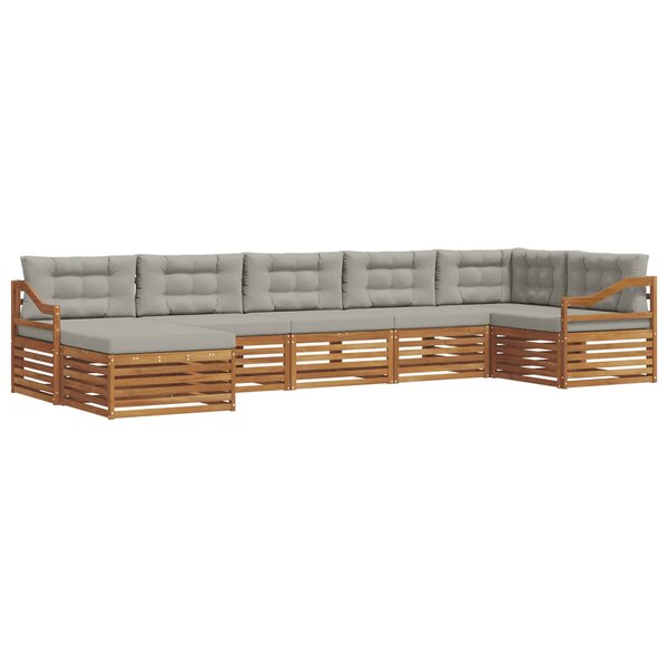 vidaXL Ensemble de canapés d'extérieur 7 pc Gris Naturel et Clair
