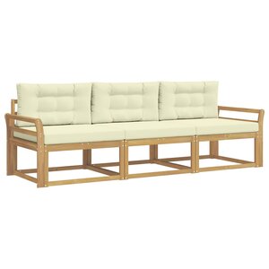 vidaXL Ensemble de canapés d'extérieur 3 pc Blanc et crème Polyester