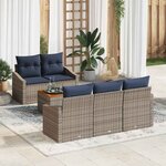 vidaXL Ensemble de canapé de jardin 6 Pièces gris et bleu marine
