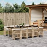 vidaXL Ensemble à manger de jardin et coussins 11 Pièces beige poly rotin