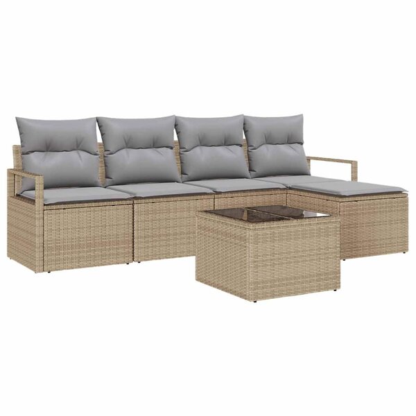 vidaXL Ensemble de canapé de jardin 6 Pièces Beige et Gris clair