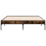 vidaXL Cadre de lit chêne fumé 135x190 cm bois d'ingénierie et métal